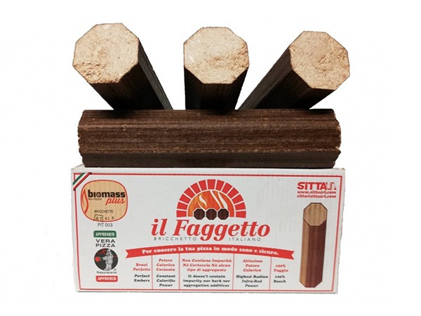 IL FAGGETTO - Bûches Octogonales 100% hêtre Carton de 8 bûches compressées, 18 kg - Spécial Cuisson Feu de Bois - Produit certifié pour une utilisation alimentaire.